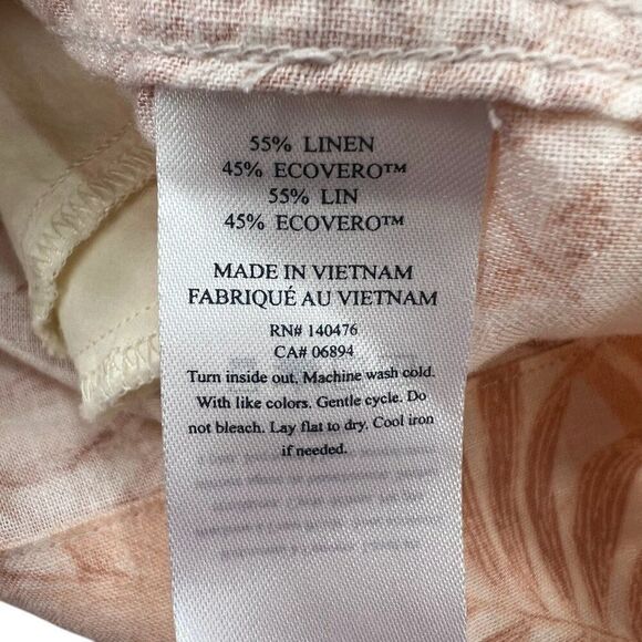 Faherty Gemina Peach Palm Print Dress Linen Blend Size Small - Picture 8 of 11